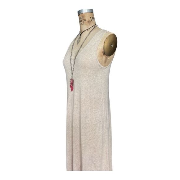 OYSHO Beige Knit Sleeveless V-Neck Dress Size M - Picture 4 of 7